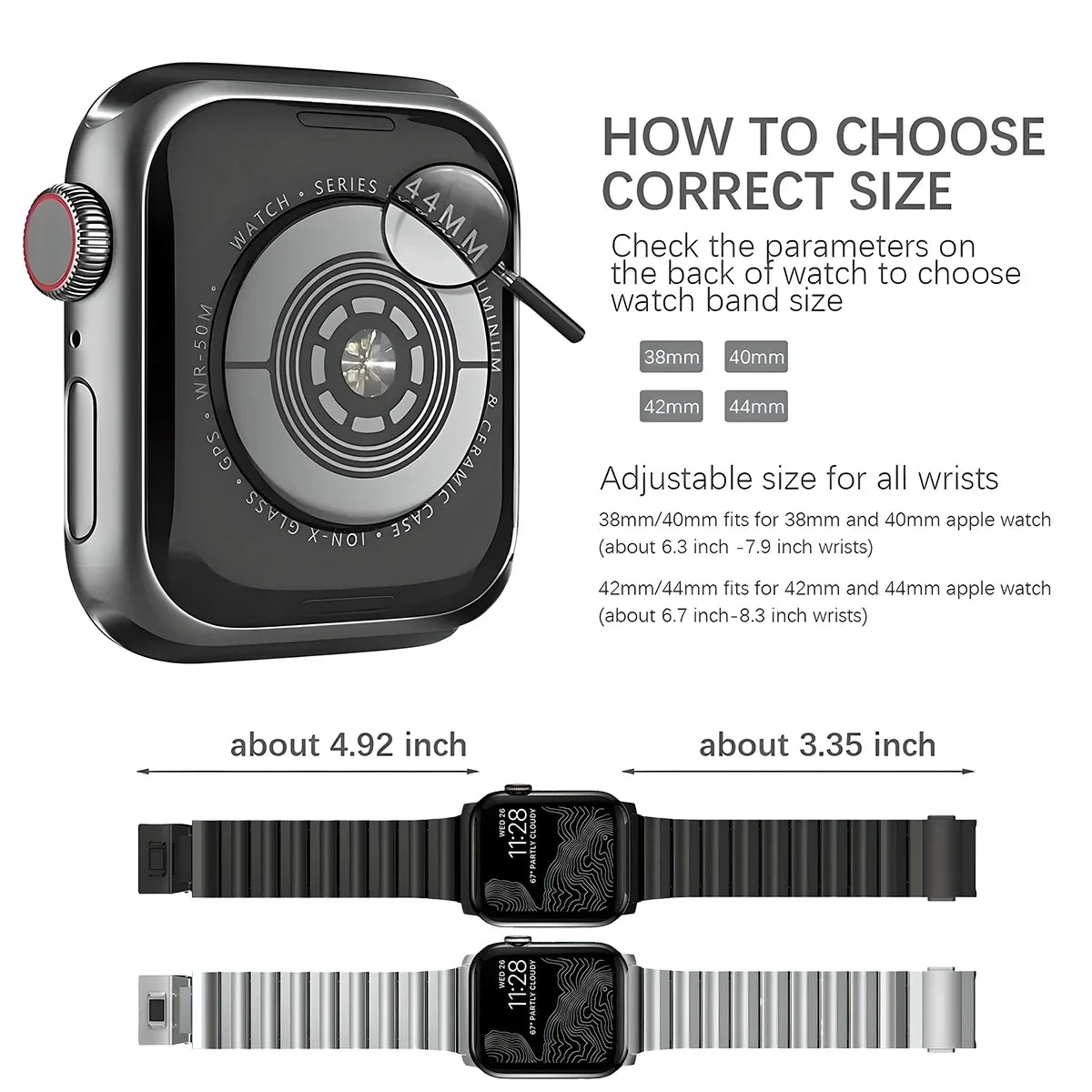 Titanium Magnetic Band for Apple Watch Ultra 1/2/3/4 49mm | Series 10/11/12 42/44/45/46mm