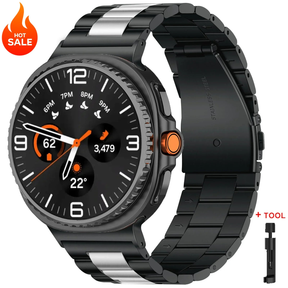 Original Adapter Stainless Steel Band for Samsung Galaxy Watch 8 & 9 / 8 Classic / Ultra 47mm – Metal Bracelet