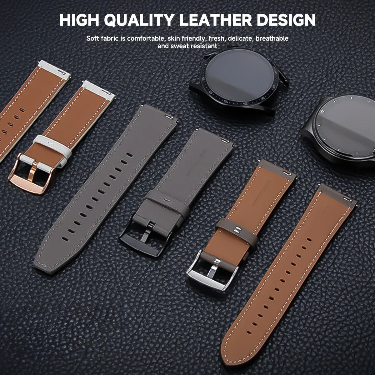 Leather Watch Strap for Huawei Watch GT3 / GT4 / 4 Pro – 20mm & 22mm