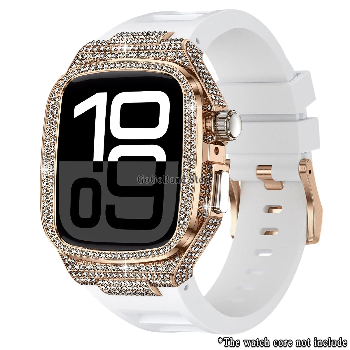 Diamond Case + Silicone Band Luxury Kit for Apple Watch Series 10 46mm / Series 9/8/7 45mm / Series 6/SE/5/4 44mm