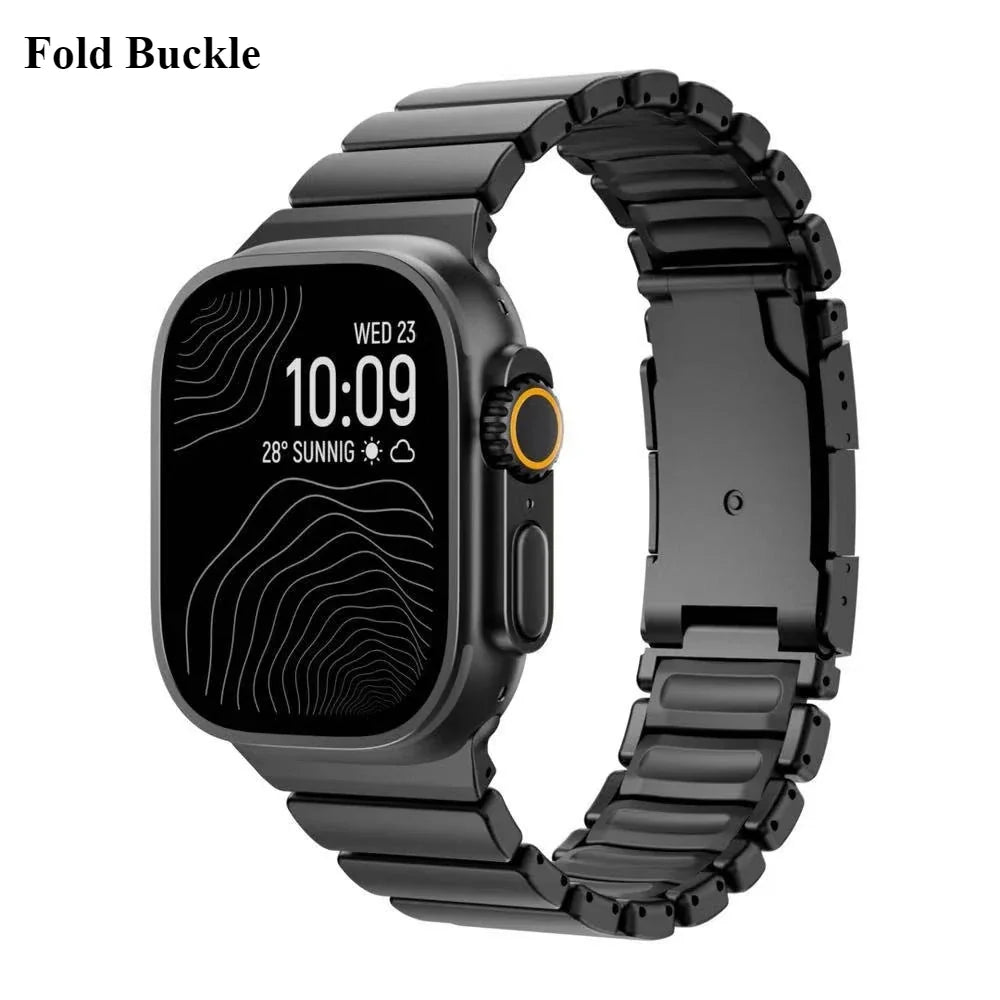 Titanium & Rubber Band for Apple Watch Series 1–12, SE & Ultra 1–4
