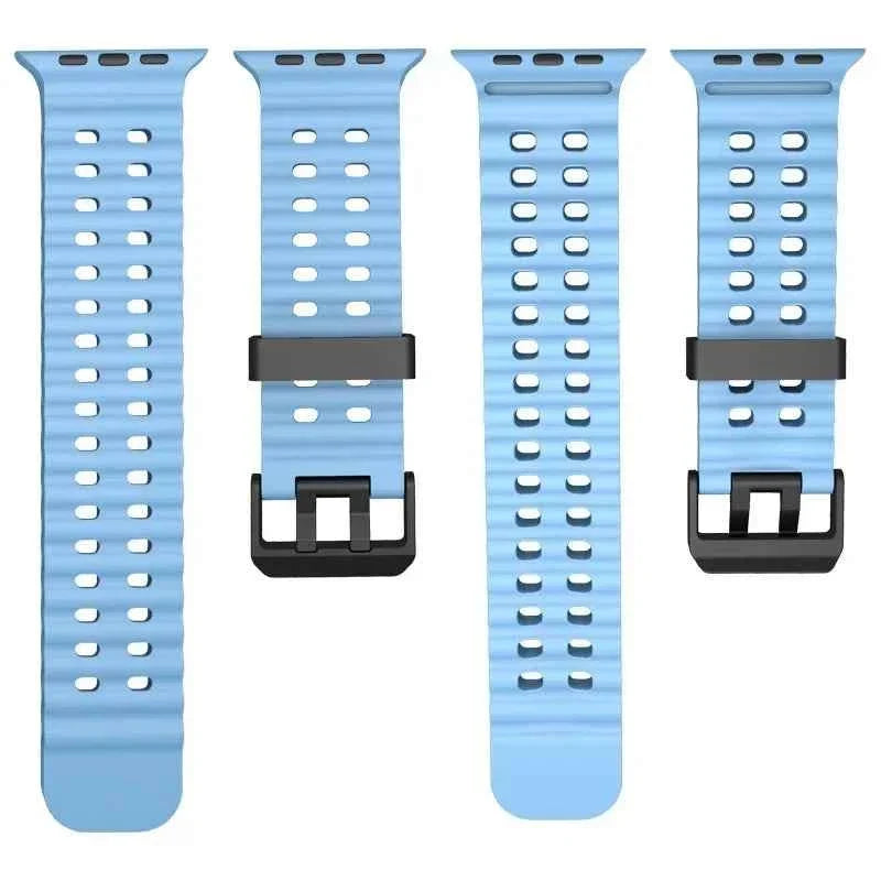 Ocean Silicone Apple Watch Band – Sport Strap | Series 11/10/9/8/7/6/SE & Ultra 1/2/3 | 42–49mm