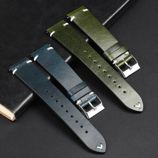 Motorola Moto Retro Oil Wax Leather Watch Band Quick Release Strap