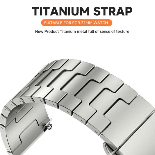 22MM Titanium Metal Watch Band for Huawei Watch GT5 GT4 GT3 GT2 Pro & Samsung Galaxy Watch 3 Gear S3