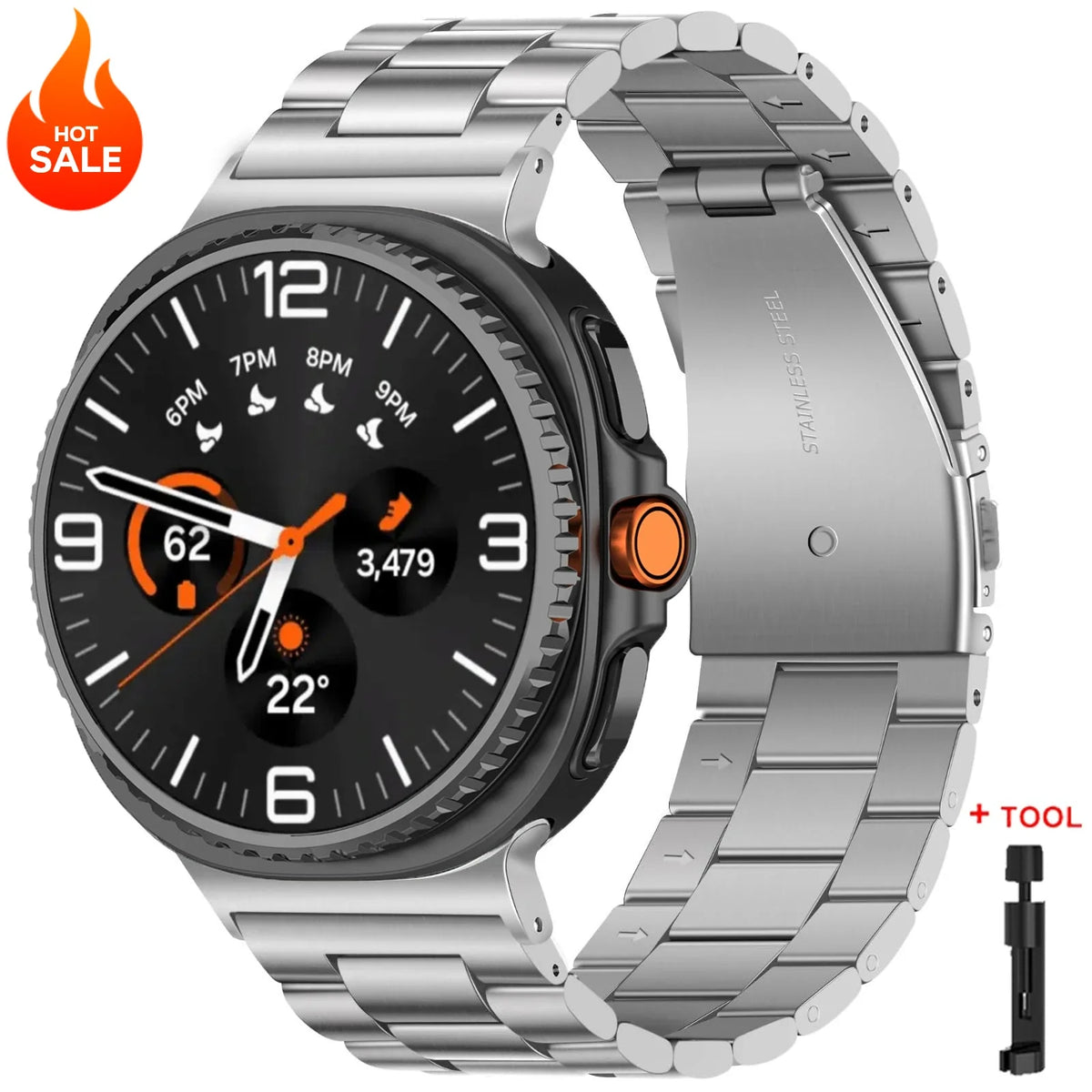 Original Adapter Stainless Steel Band for Samsung Galaxy Watch 8 & 9 / 8 Classic / Ultra 47mm – Metal Bracelet