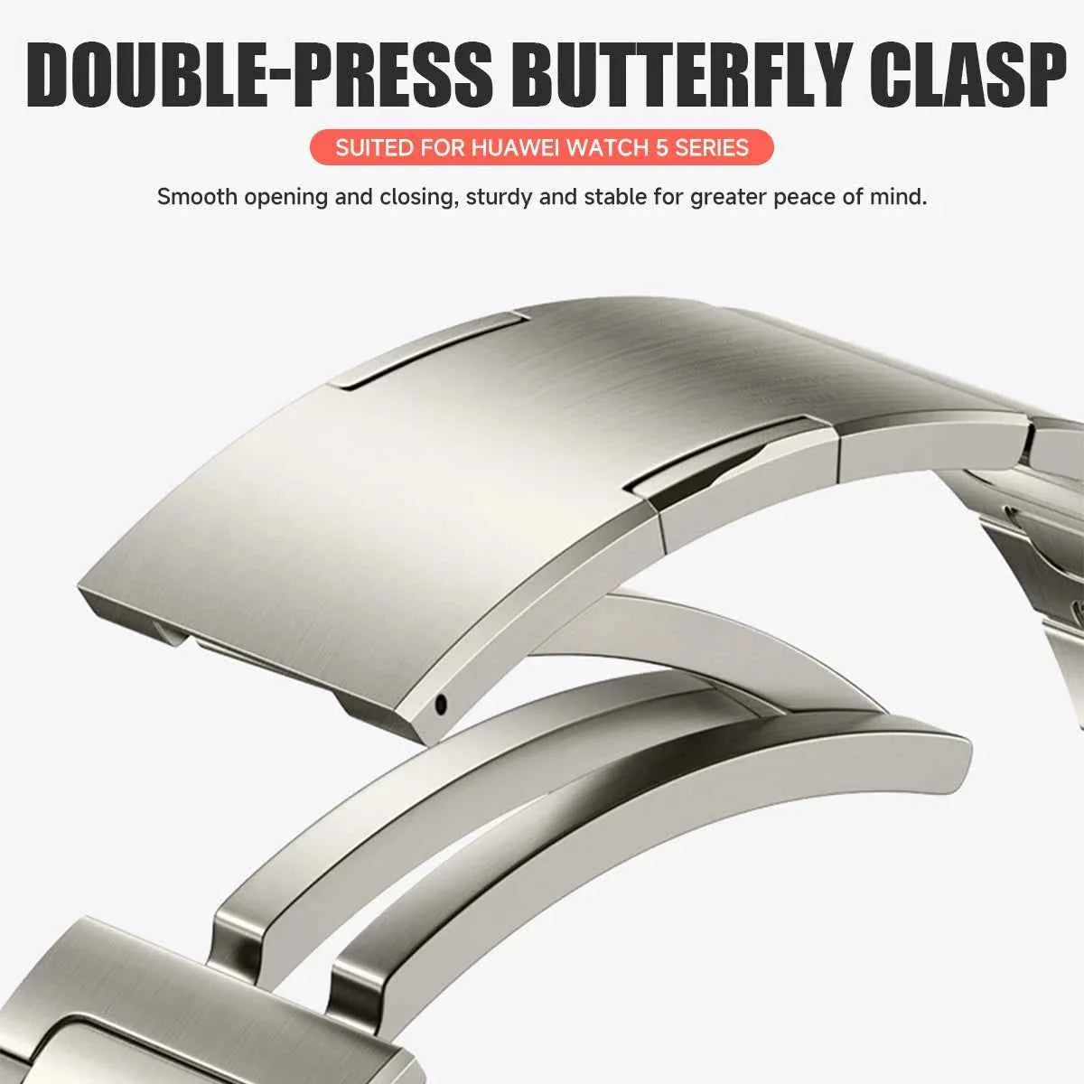Titanium Band for Huawei Watch 5 46mm / 42mm – No-Gap Luxury Metal Bracelet