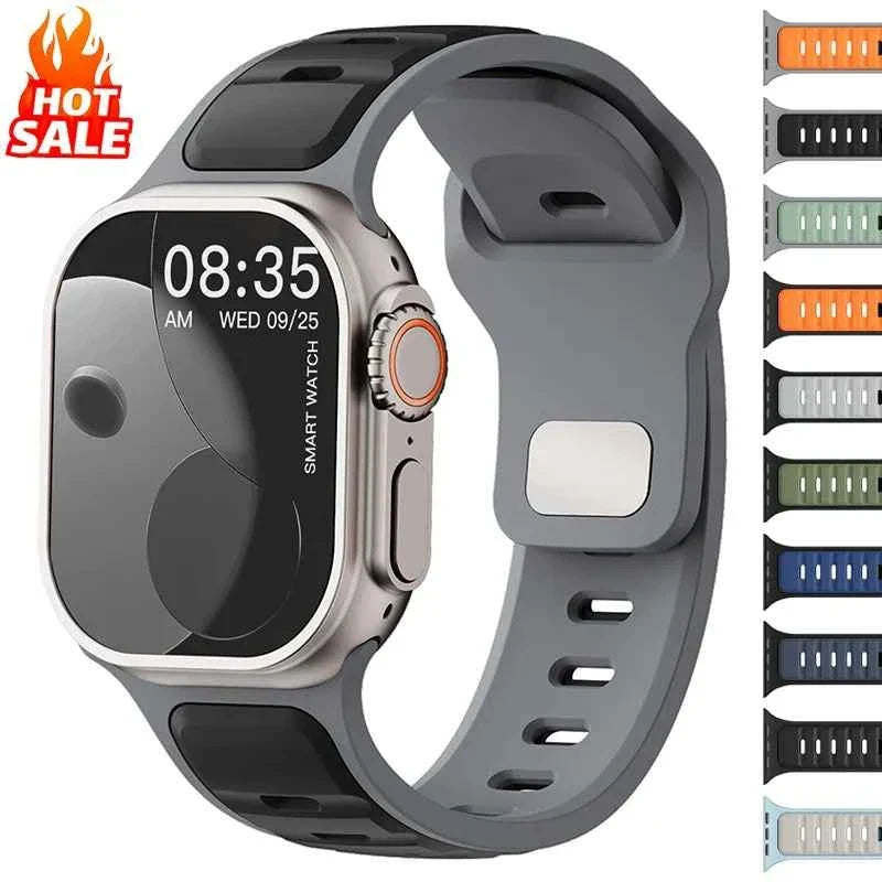 Sport Silicone Apple Watch Band – Dual-Tone | Series 11/10/9/8/7/6/SE & Ultra 1/2/3 | 44/45/46/49mm