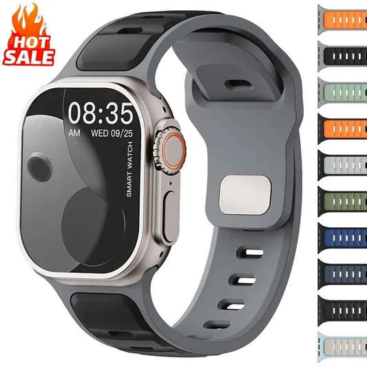 Sport Silicone Apple Watch Band – Dual-Tone | Series 11/10/9/8/7/6/SE & Ultra 1/2/3 | 44/45/46/49mm