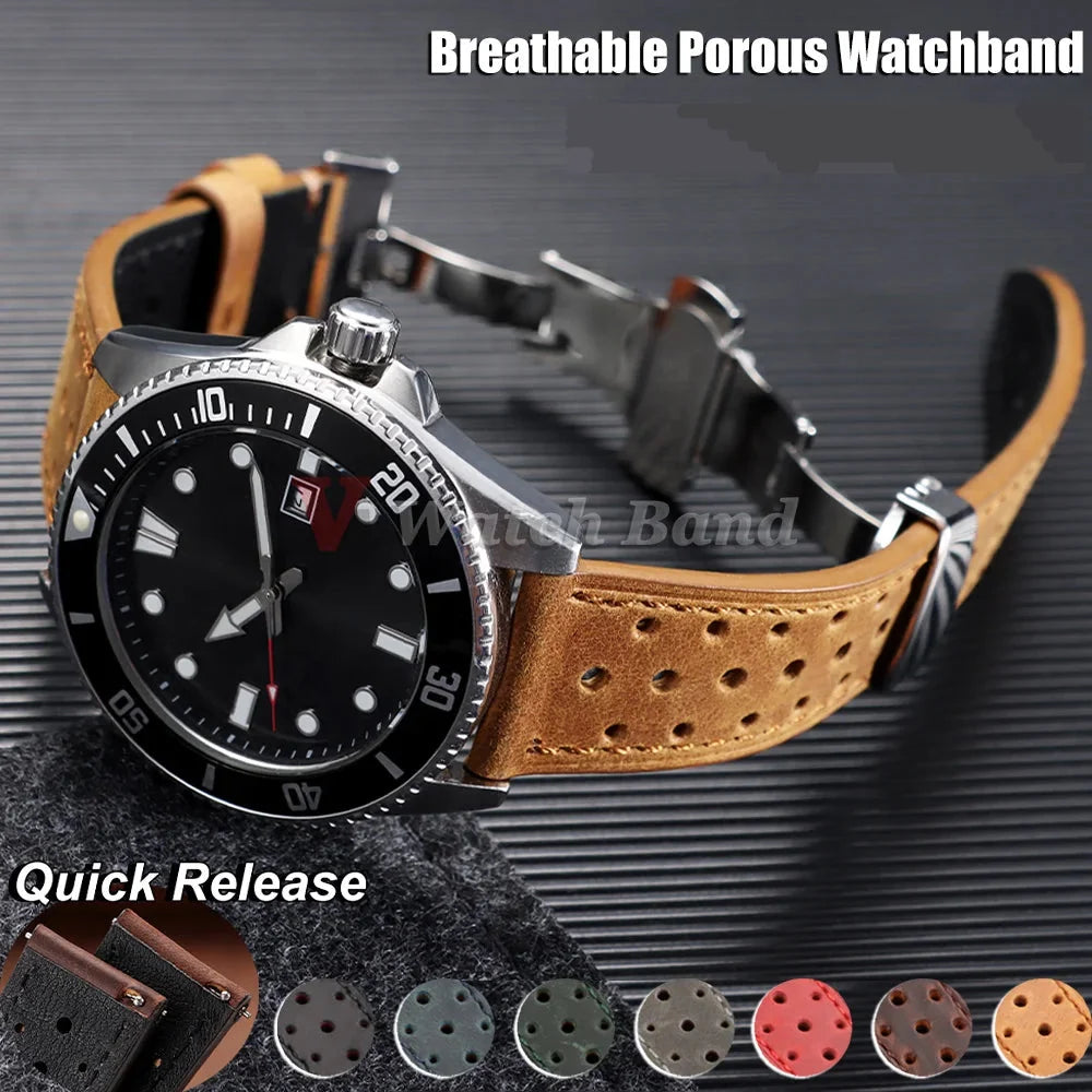 TicWatch Pro 5, Pro 3 & E3 Perforated Racing Leather Band