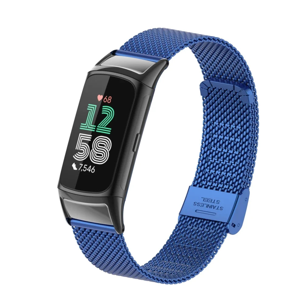 Fitbit Charge 5 & 6 Stainless Steel Mesh Band with Clasp
