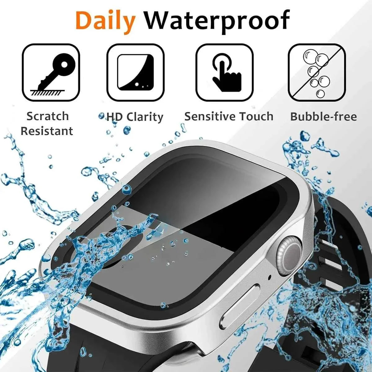 Waterproof Metal Alloy Apple Watch Case – Hard Full Cover | Series 11/10/9/8/7/6/SE & Ultra 2 | 42–49mm