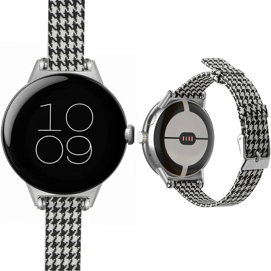 Google Pixel Watch 5, 4 & 3 Slim Canvas Band, Leather Lining