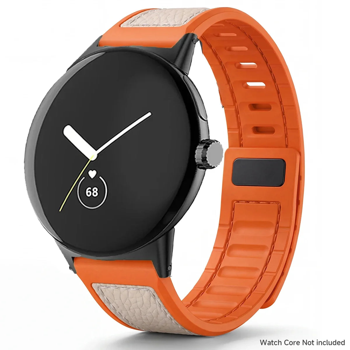 Google Pixel Watch 5, 4 & 3 45mm Litchi Leather Magnetic Band