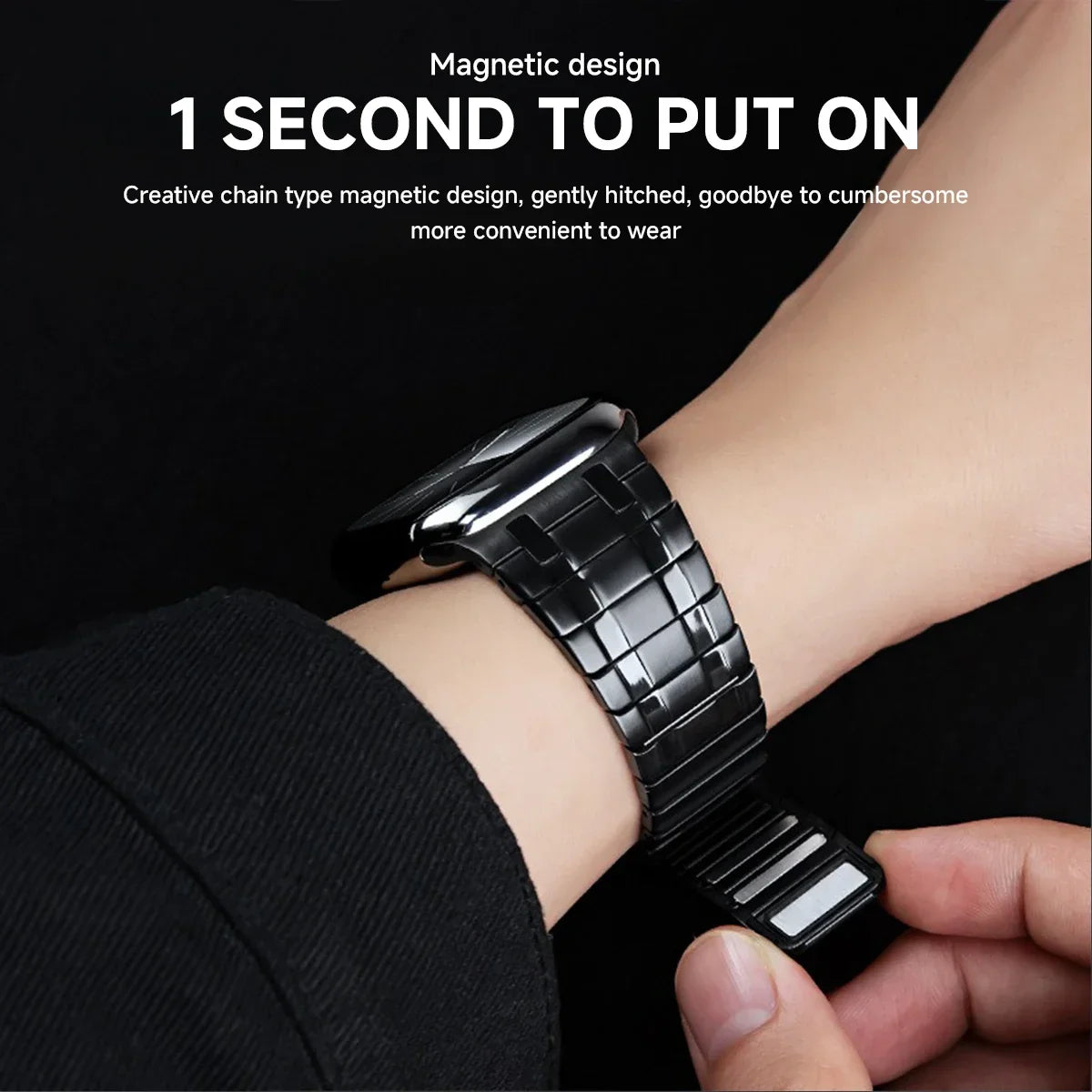 Magnetic Stainless Steel Band for Apple Watch Series 1-12, SE, Ultra 1/2/3/4
