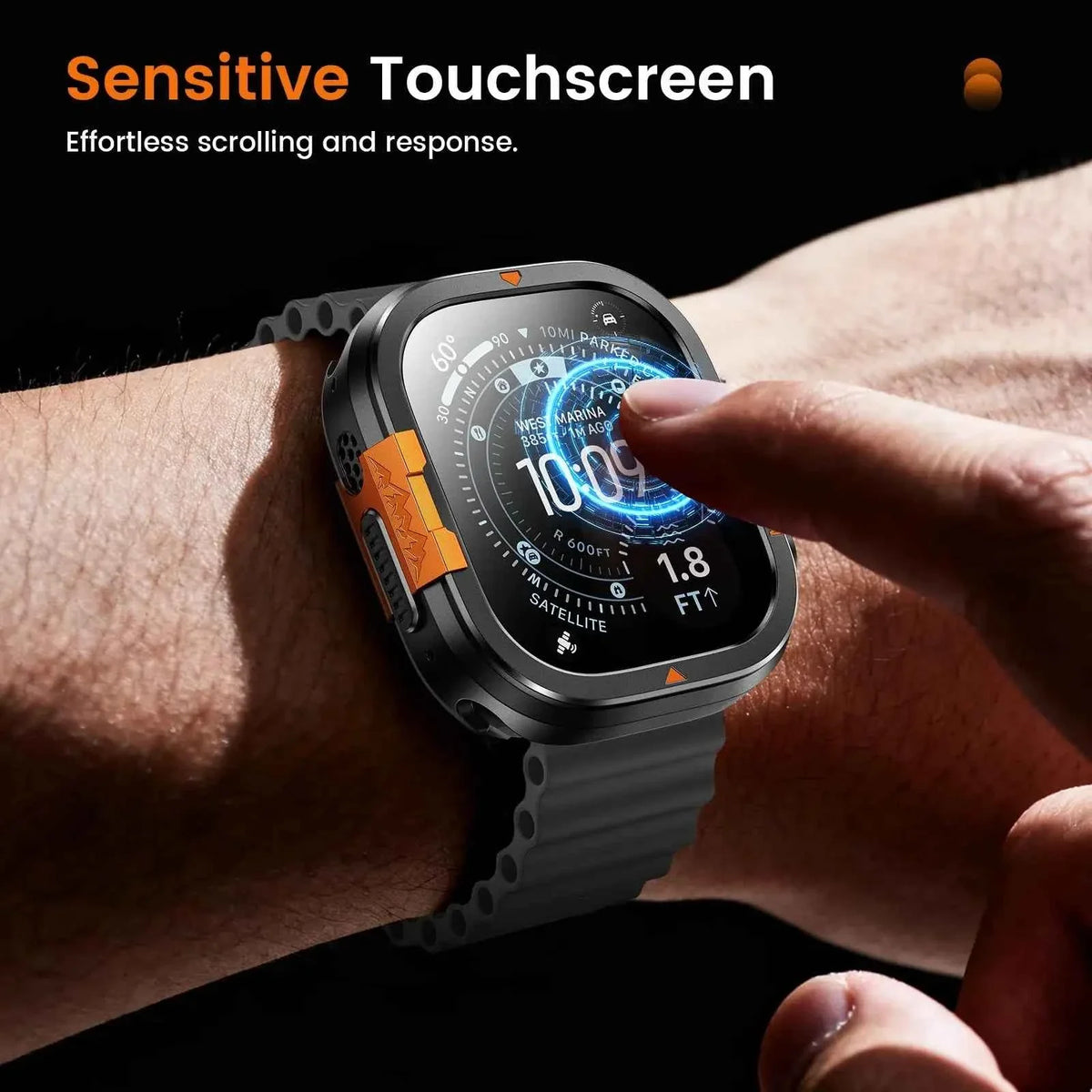 Tempered Glass Screen Protector + Metal Case for Apple Watch Ultra 1/2/3 – 49mm Hard PC Bumper Cover