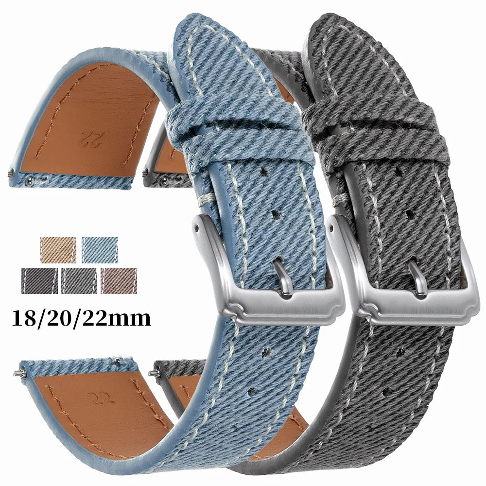 Samsung Galaxy Watch 7, 6, 5, 4 & FE Denim Band with Leather Lining