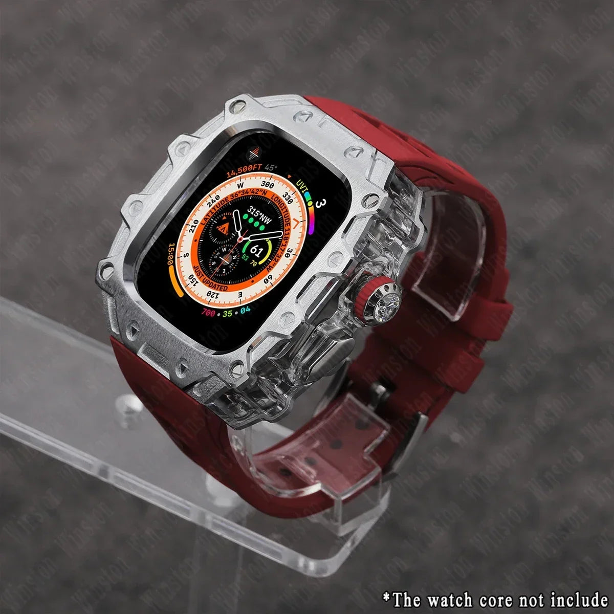 Luxury Modification Kit for Apple Watch Ultra 2/1 49MM – Stainless Steel Case & Rubber Strap