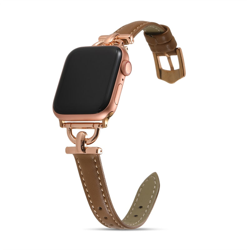 Apple Watch Leather Slim Strap Series 11/10/9/8/7/6/5/4/ SE / Ultra 1/2/3