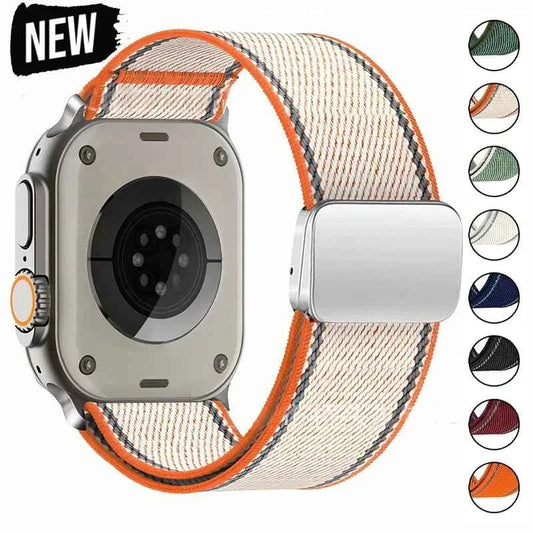 Nylon Strap with Metal Magnetic Buckle for Apple Watch Ultra 3/2/1 49mm – Series 11/10/9/8/7/6/SE 46/45/44/42mm