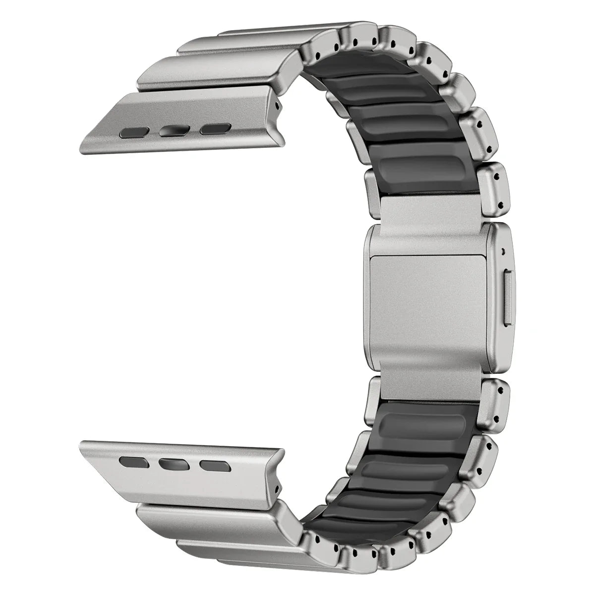 Stainless Steel + Silicone Magnetic Apple Watch Band – Series 11/10/9/8/7/6/SE & Ultra 1/2/3 | 44–49mm