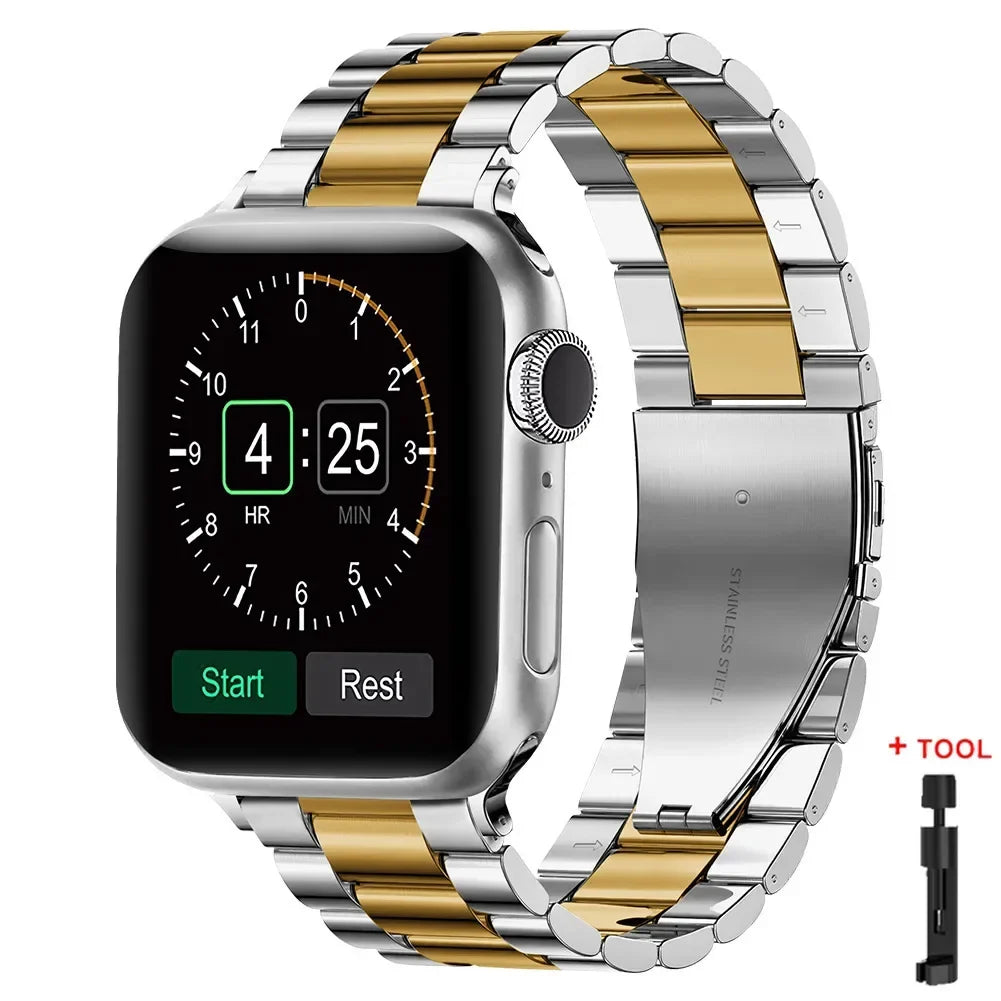Stainless Steel Apple Watch Band – Metal Bracelet | Series 11/10/9/8/7/6/SE & Ultra 1/2/3 | 38–49mm