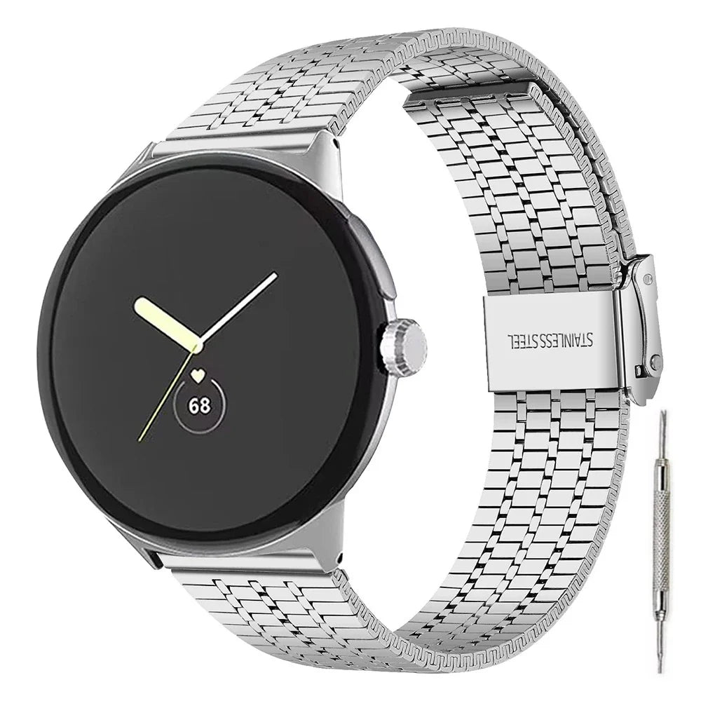 Google Pixel Watch 5, 4 & 3 Seven-Bead Stainless Steel Link Band