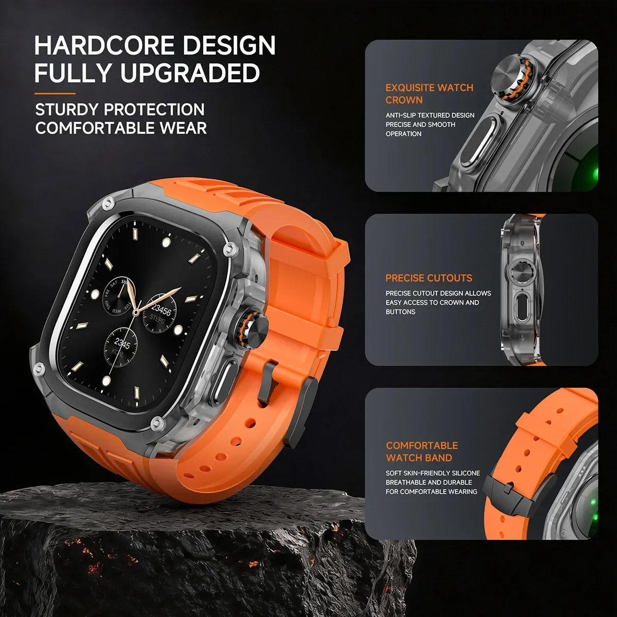 Silicone Strap & Zinc Alloy Bezel Kit for Apple Watch Ultra 1/2/3 49mm