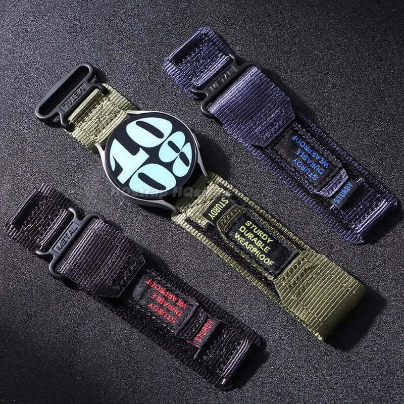 Amazfit Balance, GTR, GTS & Bip Nylon Hook-and-Loop Band, Metal Ring