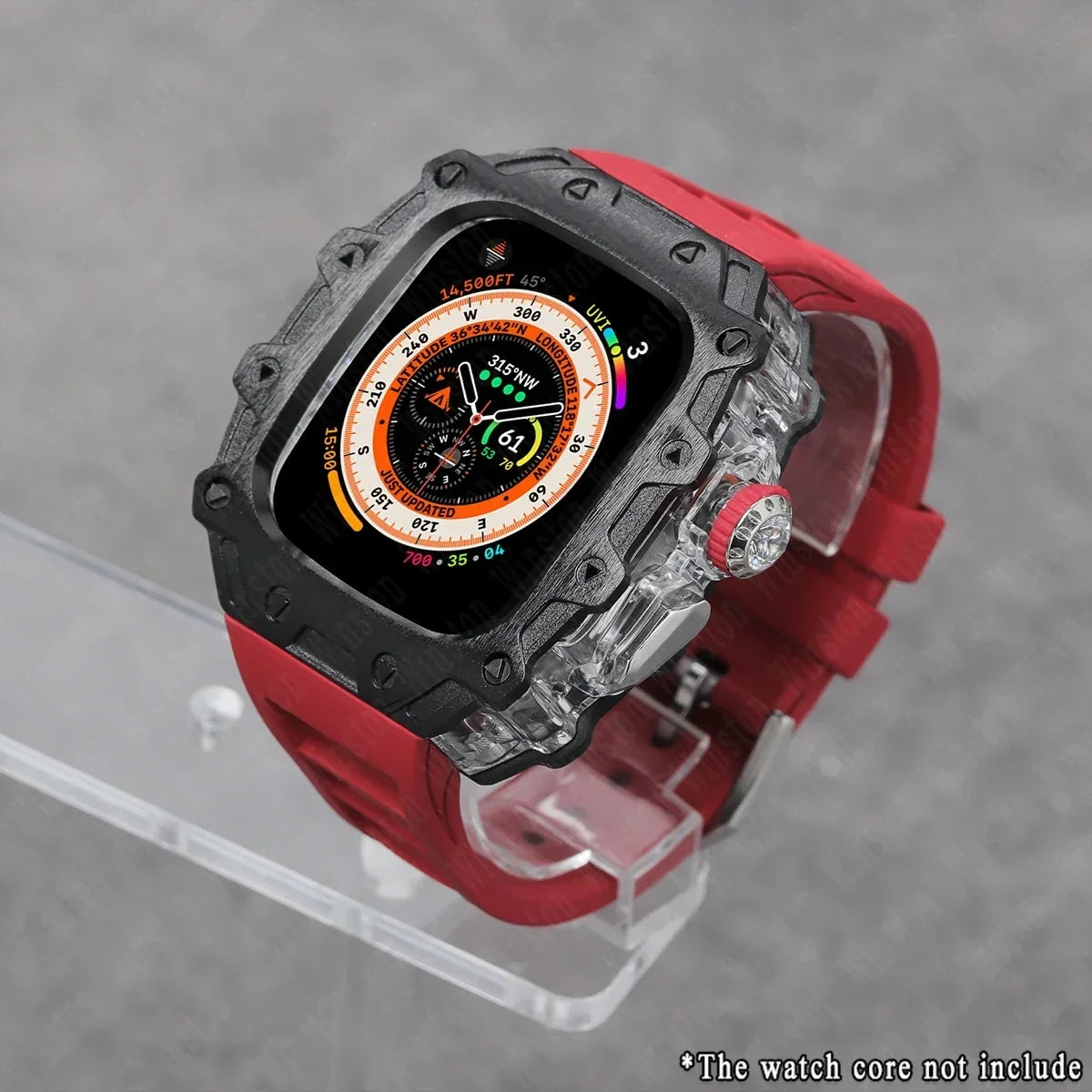 Luxury Modification Kit for Apple Watch Ultra 2/1 49MM – Stainless Steel Case & Rubber Strap