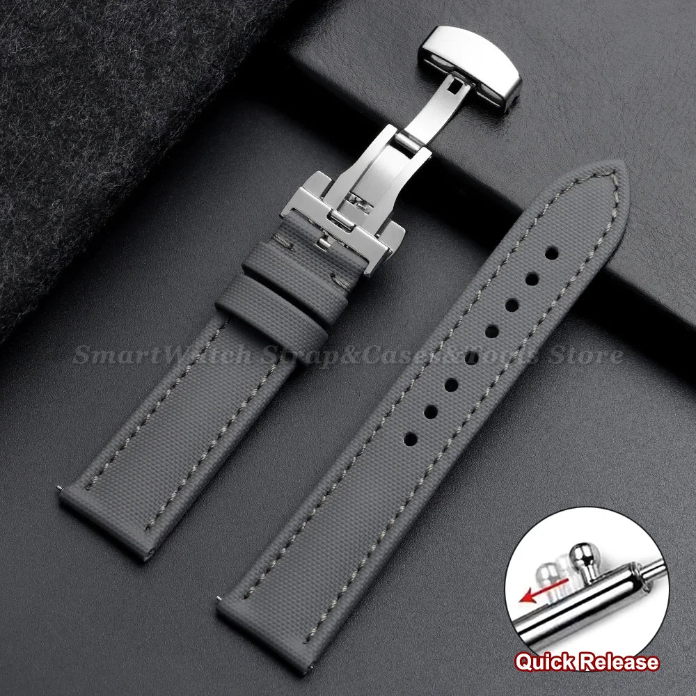 Samsung Galaxy Watch 7, 6, 5, 4 & FE Sailcloth Band with Butterfly Clasp