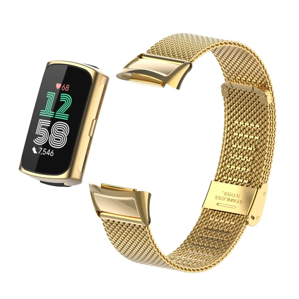 Fitbit Charge 5 & 6 Stainless Steel Mesh Band with Clasp