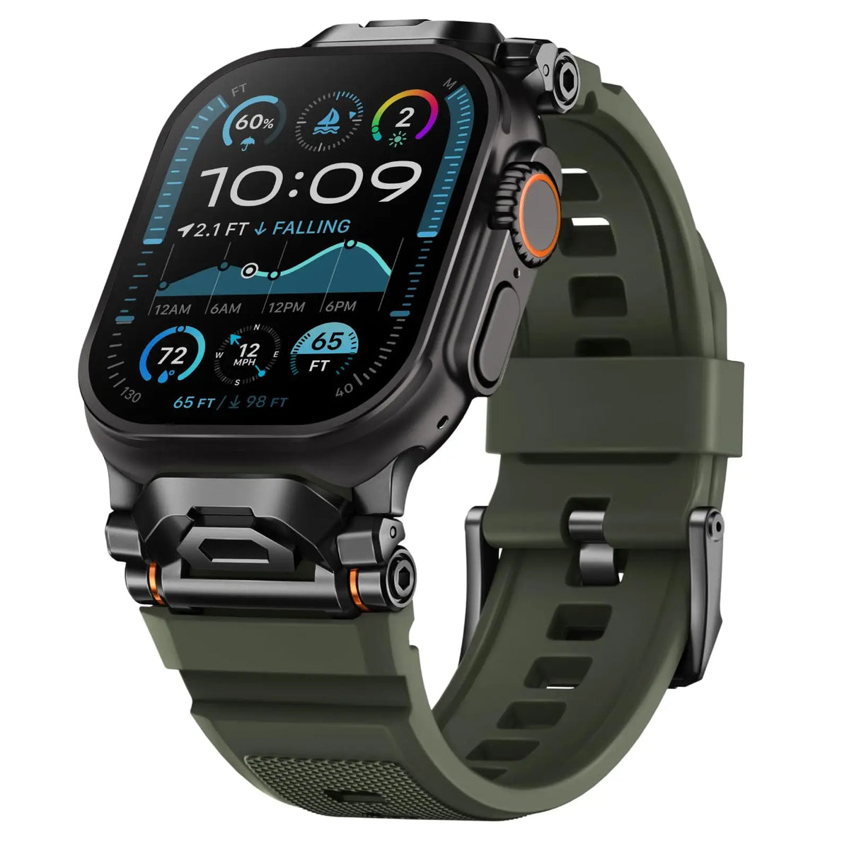 Sport Silicone Apple Watch Band – Titanium Finish | Series 11/10/9/8/7/6/SE & Ultra 1/2/3 | 42–49mm