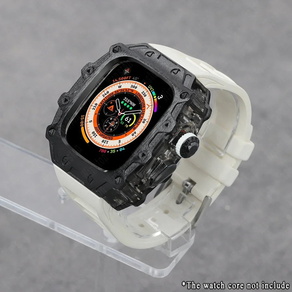 Luxury Modification Kit for Apple Watch Ultra 2/1 49MM – Stainless Steel Case & Rubber Strap