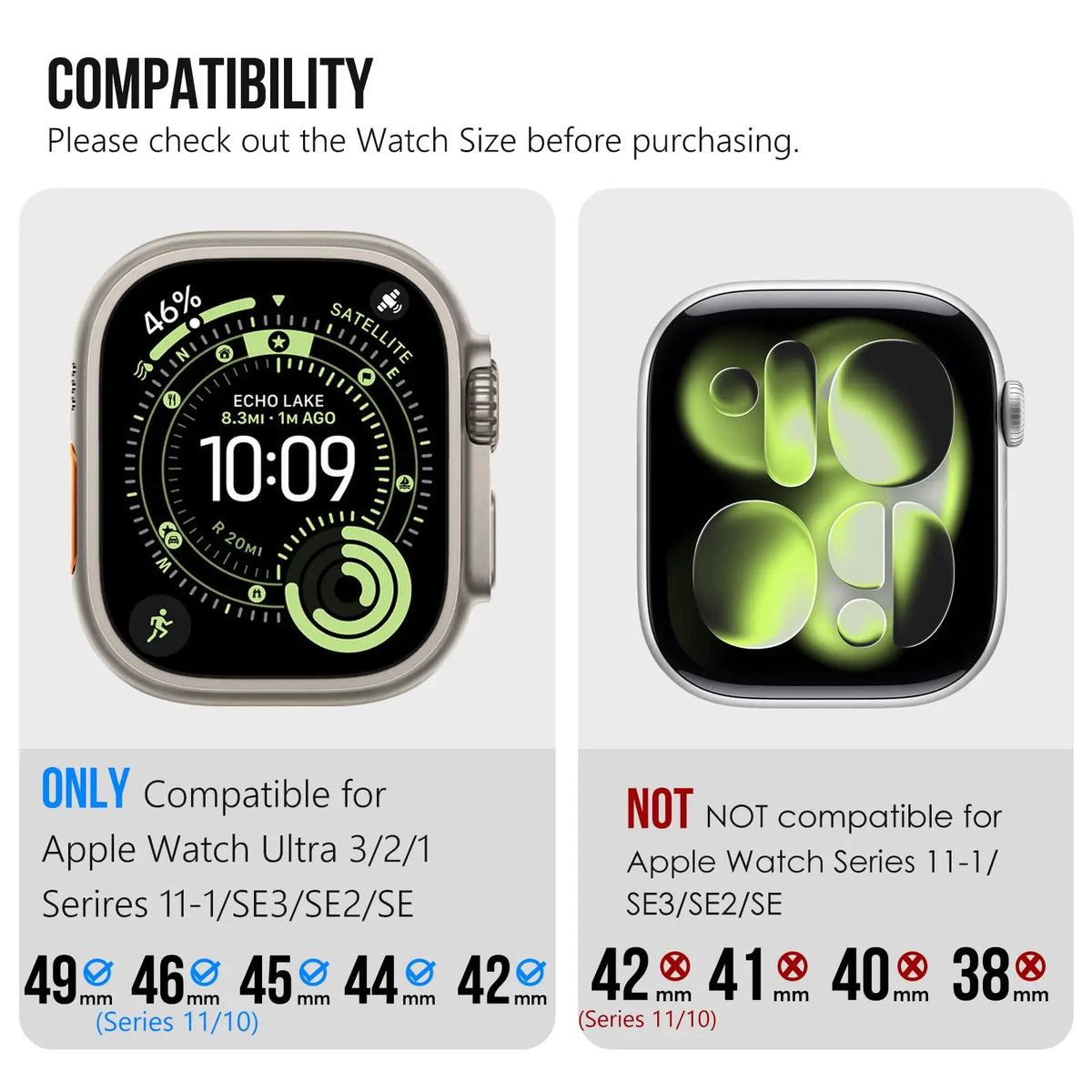 Titanium & Rubber Band for Apple Watch Series 1–12, SE & Ultra 1–4