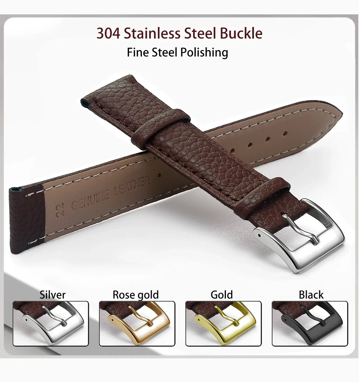 OnePlus Watch Grained Leather Band, Spring Bars & Tool