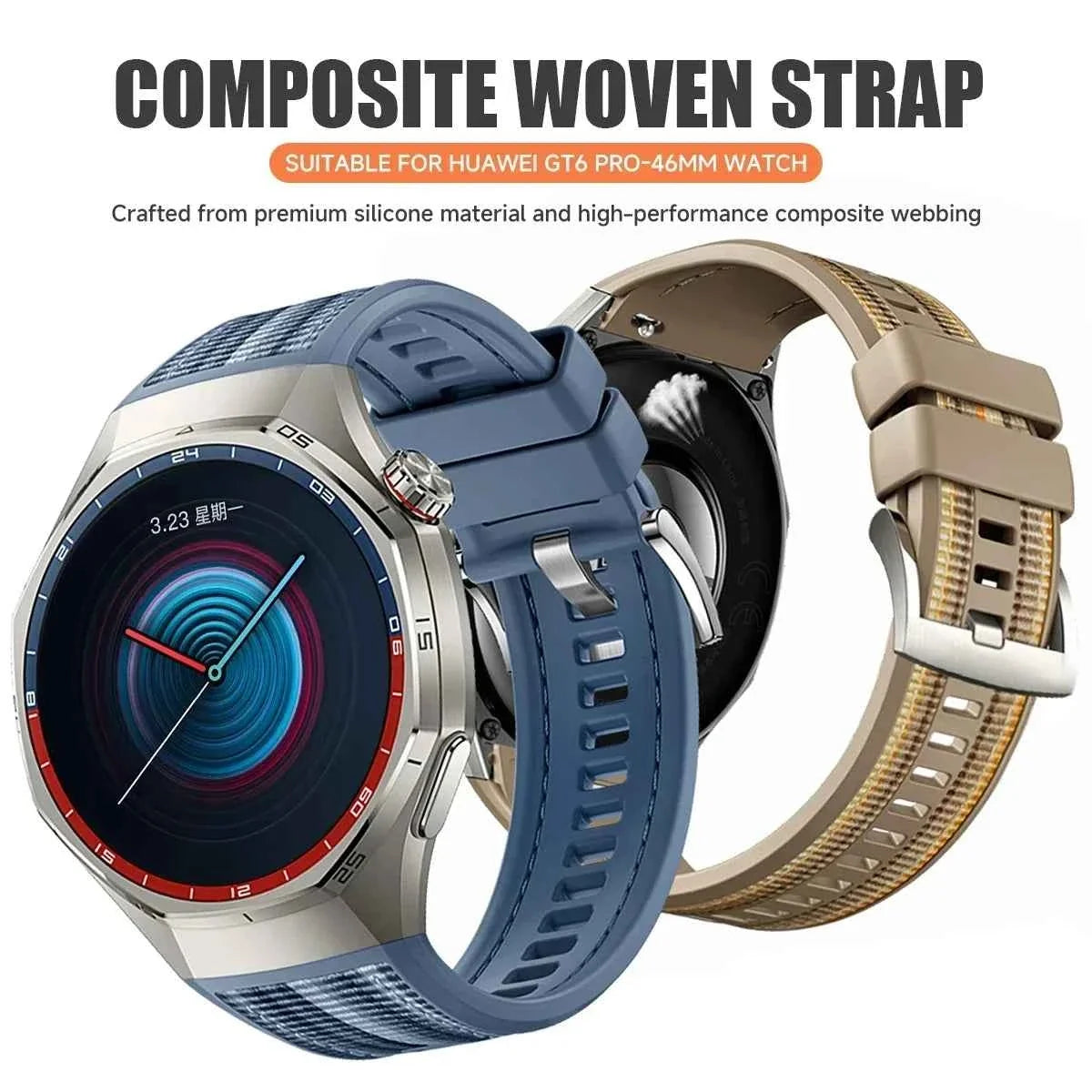 Sport Silicone Band for Huawei Watch GT6 Pro 46mm – Nylon Woven Wristband