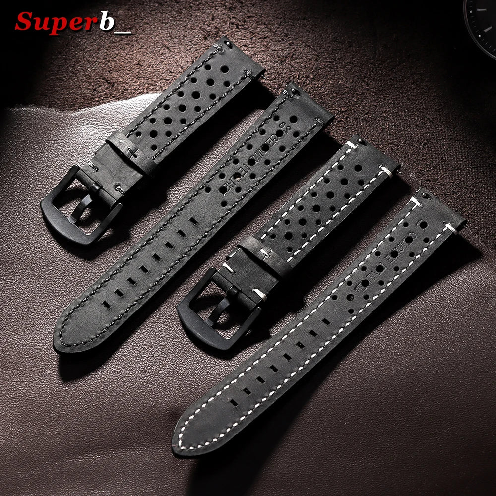 Motorola Moto Watch Perforated Leather Band with Stitched Edges