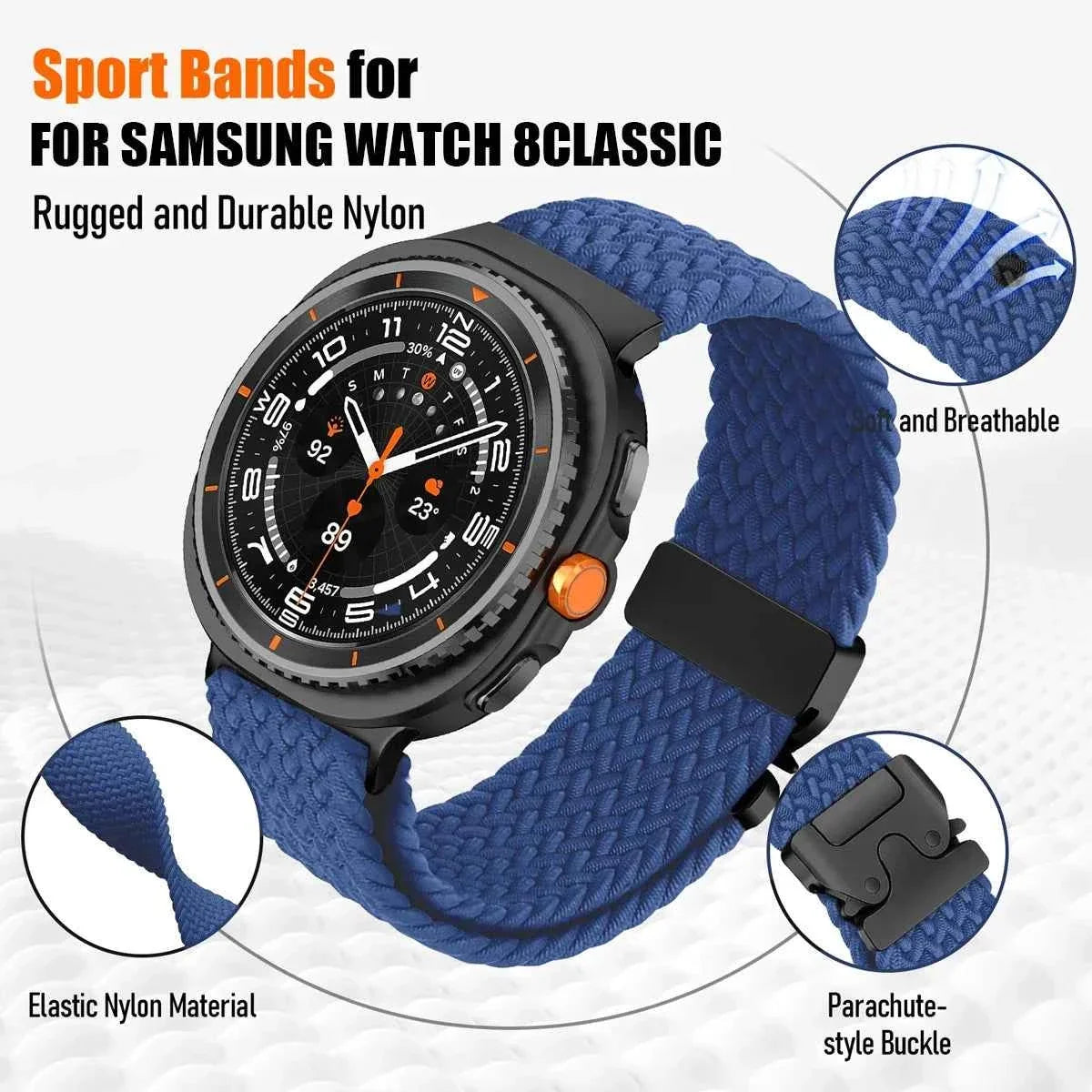 Nylon Woven Loop Band for Samsung Galaxy Watch 9 & 8 40mm 44mm & Classic 46mm | Parachute Buckle Sport Strap