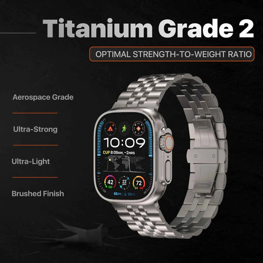 Titanium Metal Apple Watch Band – Fold Buckle Bracelet | Ultra 1/2/3 49mm