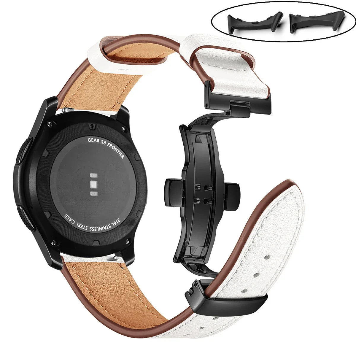 Google Pixel Watch 5, 4 & 3 45mm Leather Band, Butterfly Clasp
