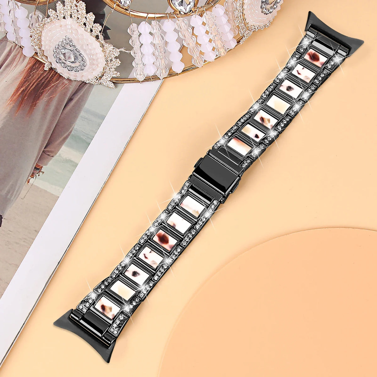 Google Pixel Watch 5, 4 & 3 41mm Resin Inlay Link Bracelet Band