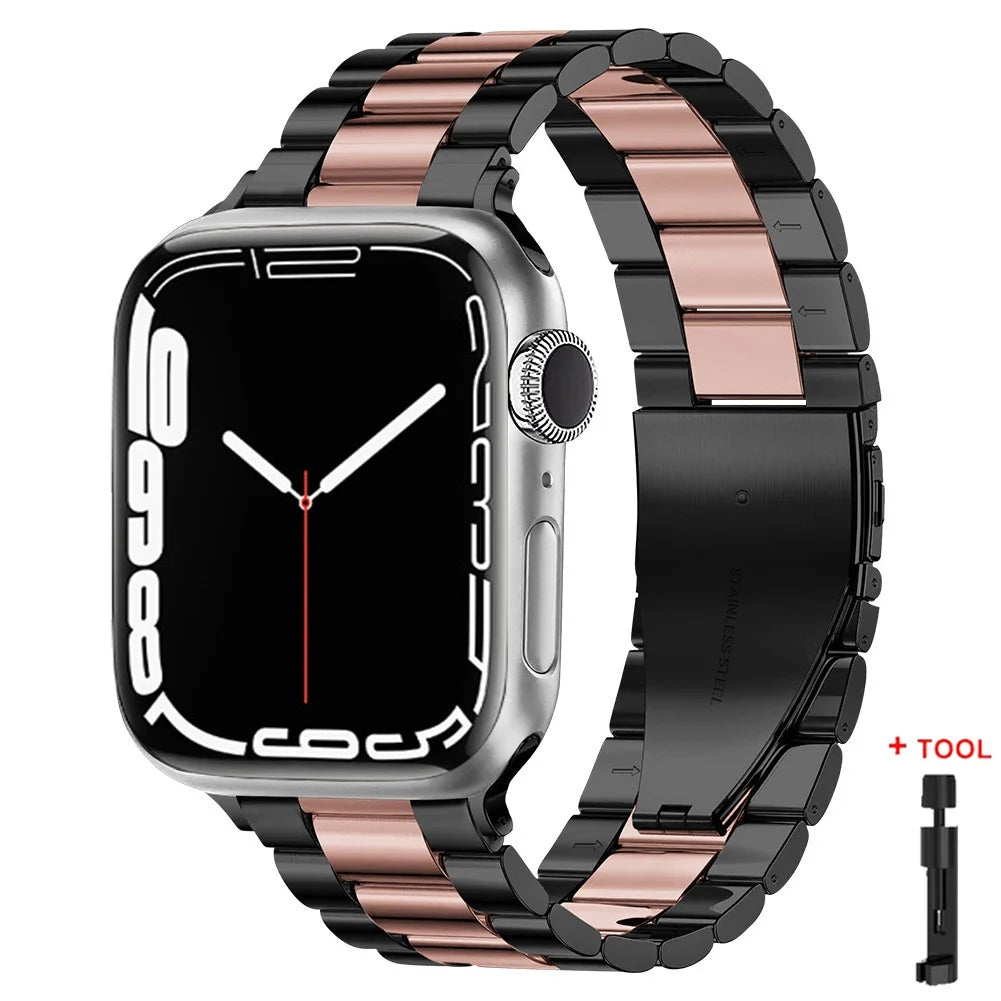 Stainless Steel Link Bracelet Band for Apple Watch Series 1-12, SE, Ultra 1/2/3/4