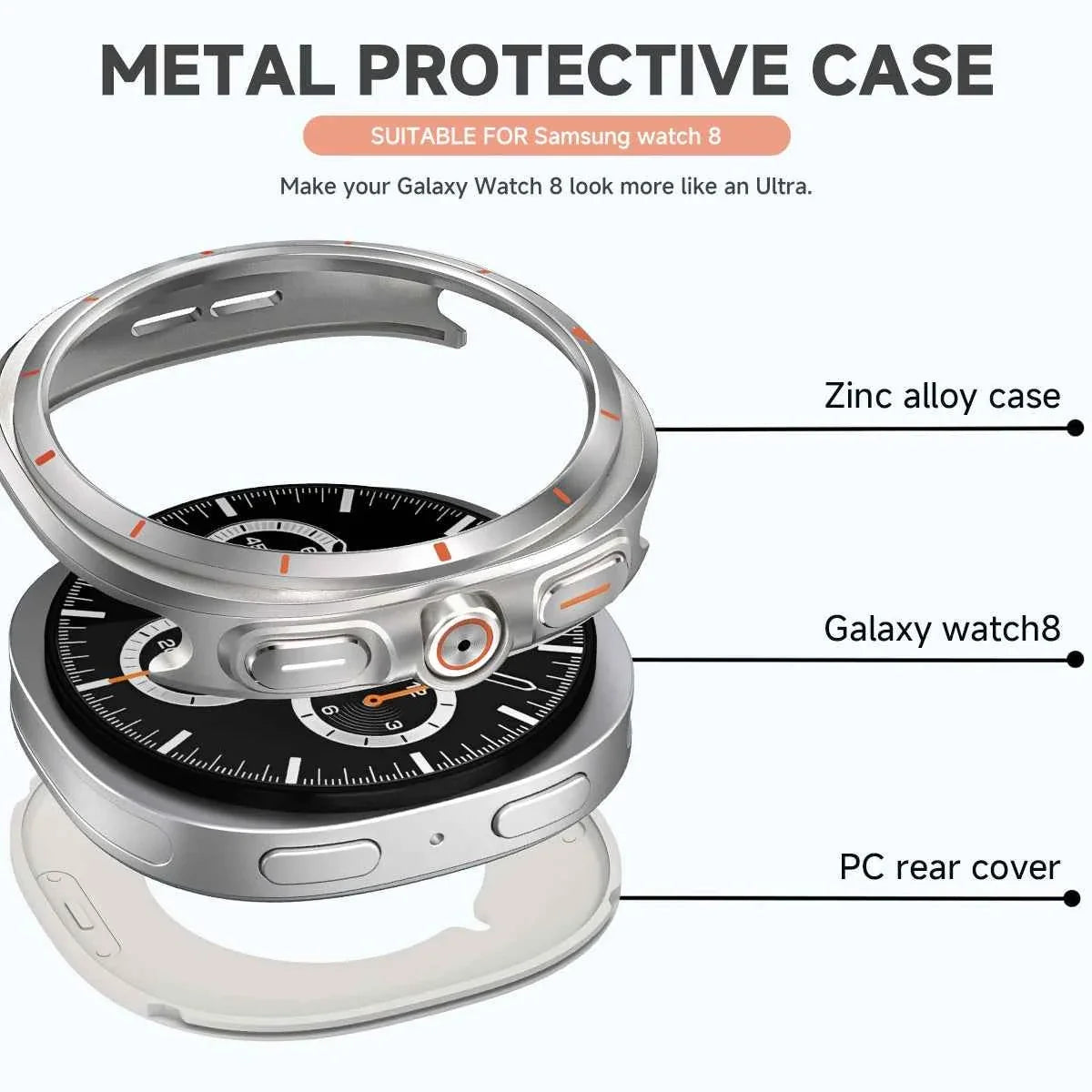 Metal Case for Samsung Galaxy Watch 9 & 8 40mm 44mm | Hard Alloy Protective Cover