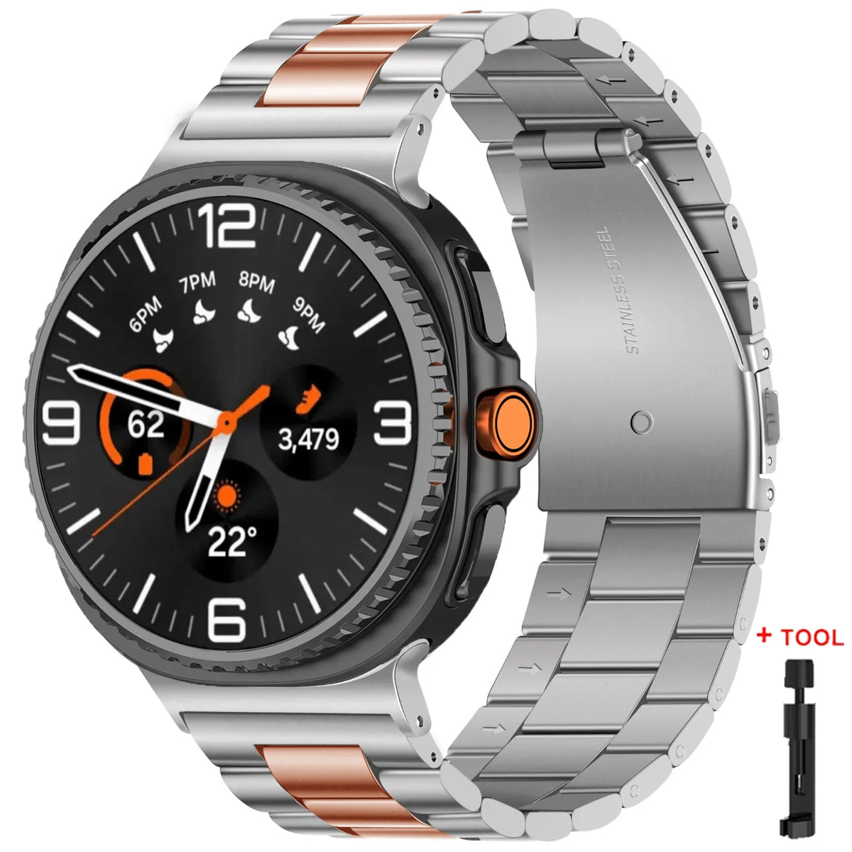 Original Adapter Stainless Steel Band for Samsung Galaxy Watch 8 & 9 / 8 Classic / Ultra 47mm – Metal Bracelet
