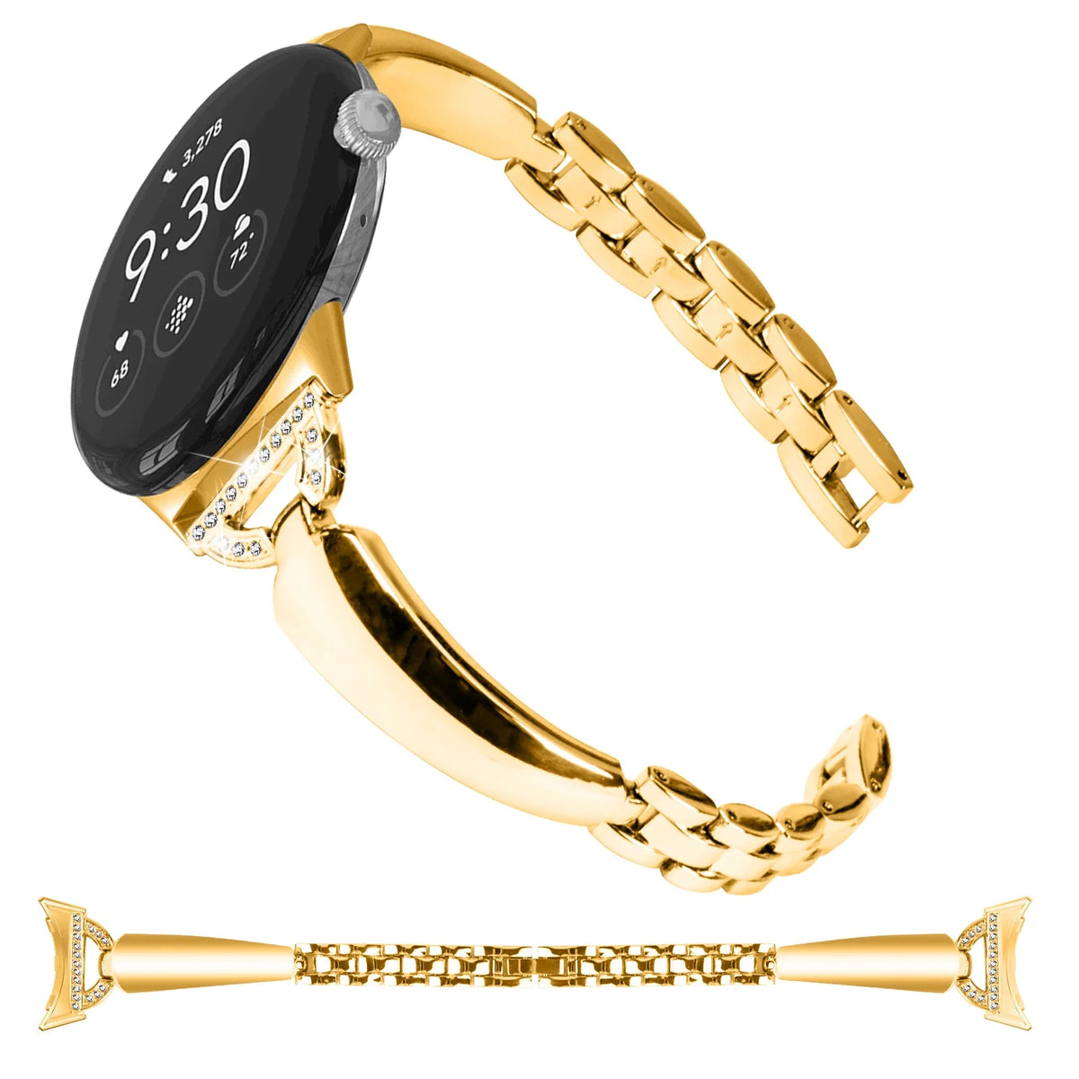Google Pixel Watch 5, 4 & 3 41mm Slim Bling Chain Bracelet Band