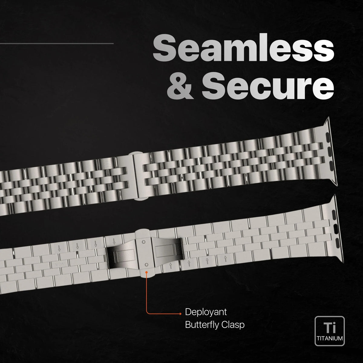 Titanium Metal Apple Watch Band – Fold Buckle Bracelet | Ultra 1/2/3 49mm