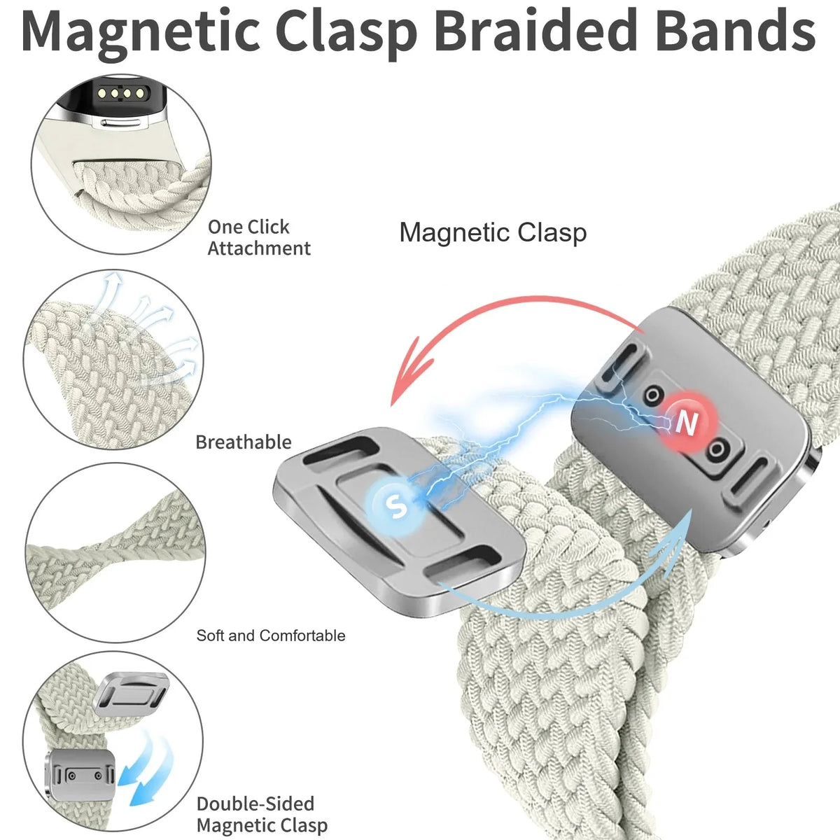 Fitbit Charge 5 & 6 Braided Nylon Band with Magnetic Clasp