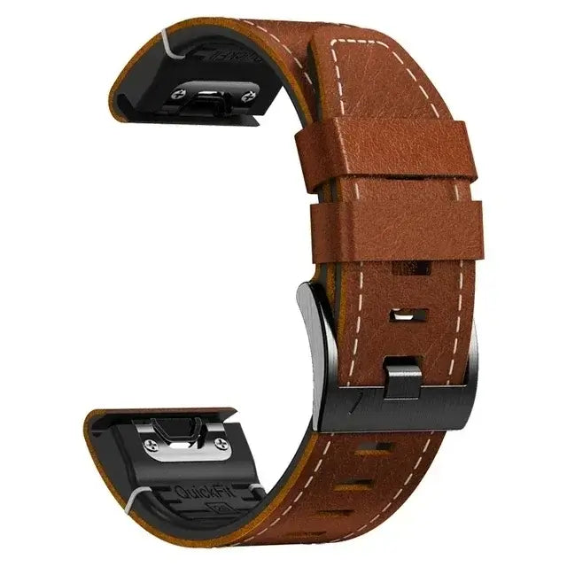 Garmin QuickFit 22/26mm Leather and Silicone Hybrid Band