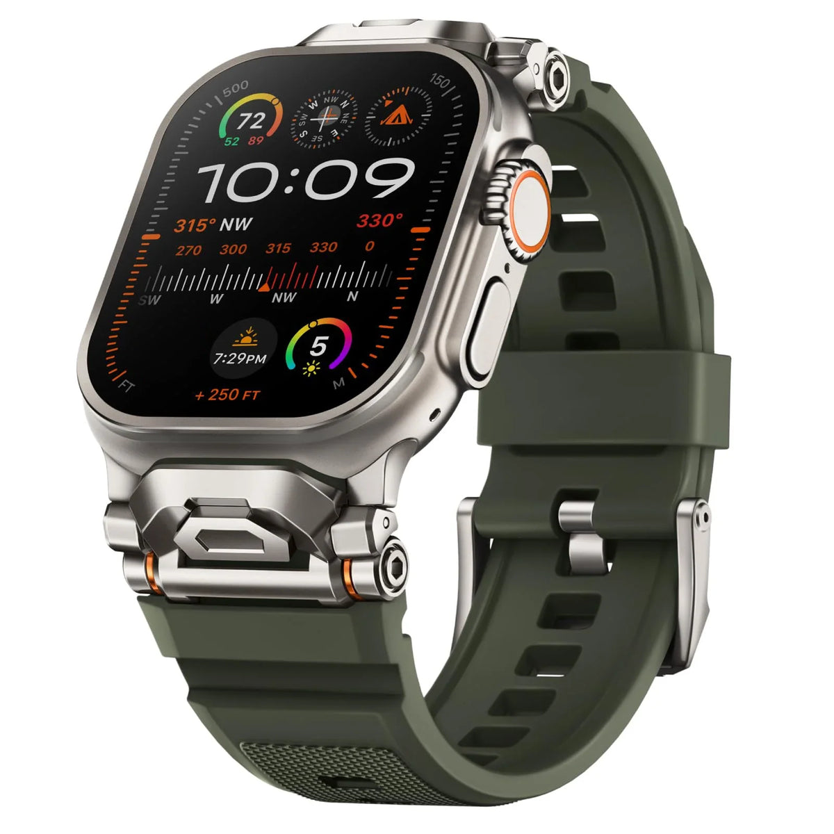 Sport Silicone Apple Watch Band – Titanium Finish | Series 11/10/9/8/7/6/SE & Ultra 1/2/3 | 42–49mm