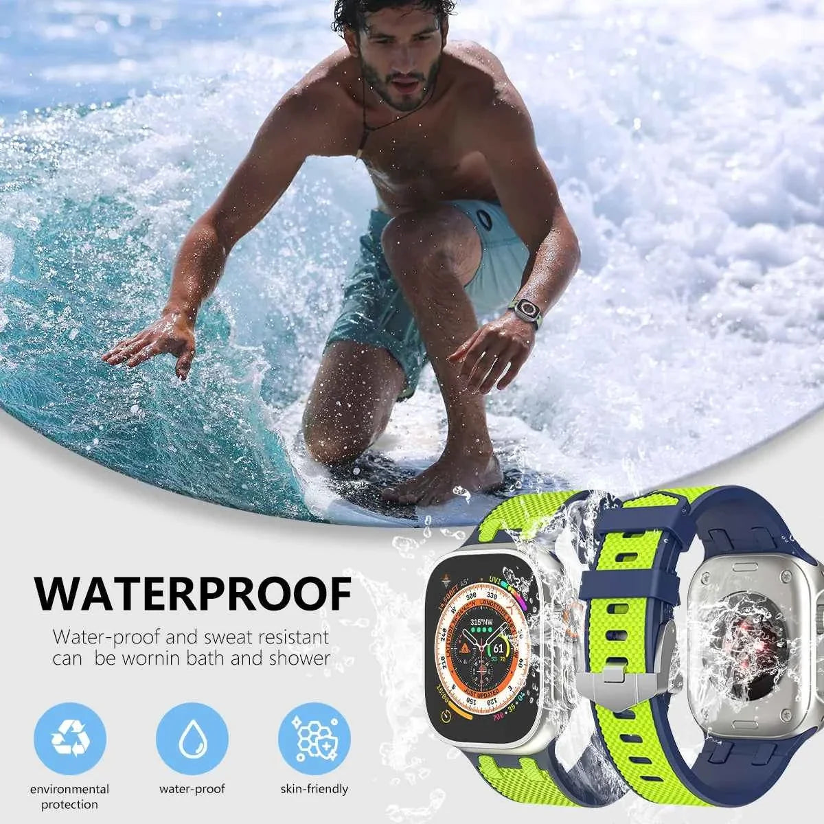 Soft Silicone Sport Apple Watch Band – Rubber Bracelet | Series 11/10/9/8/7/6/SE & Ultra 1/2/3 | 42–49mm